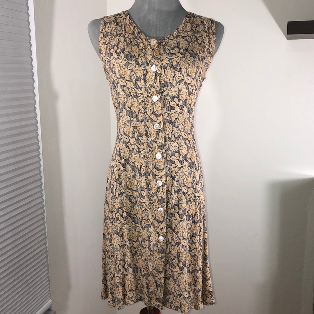 Flared Skirt Button Down Dress Vintage M